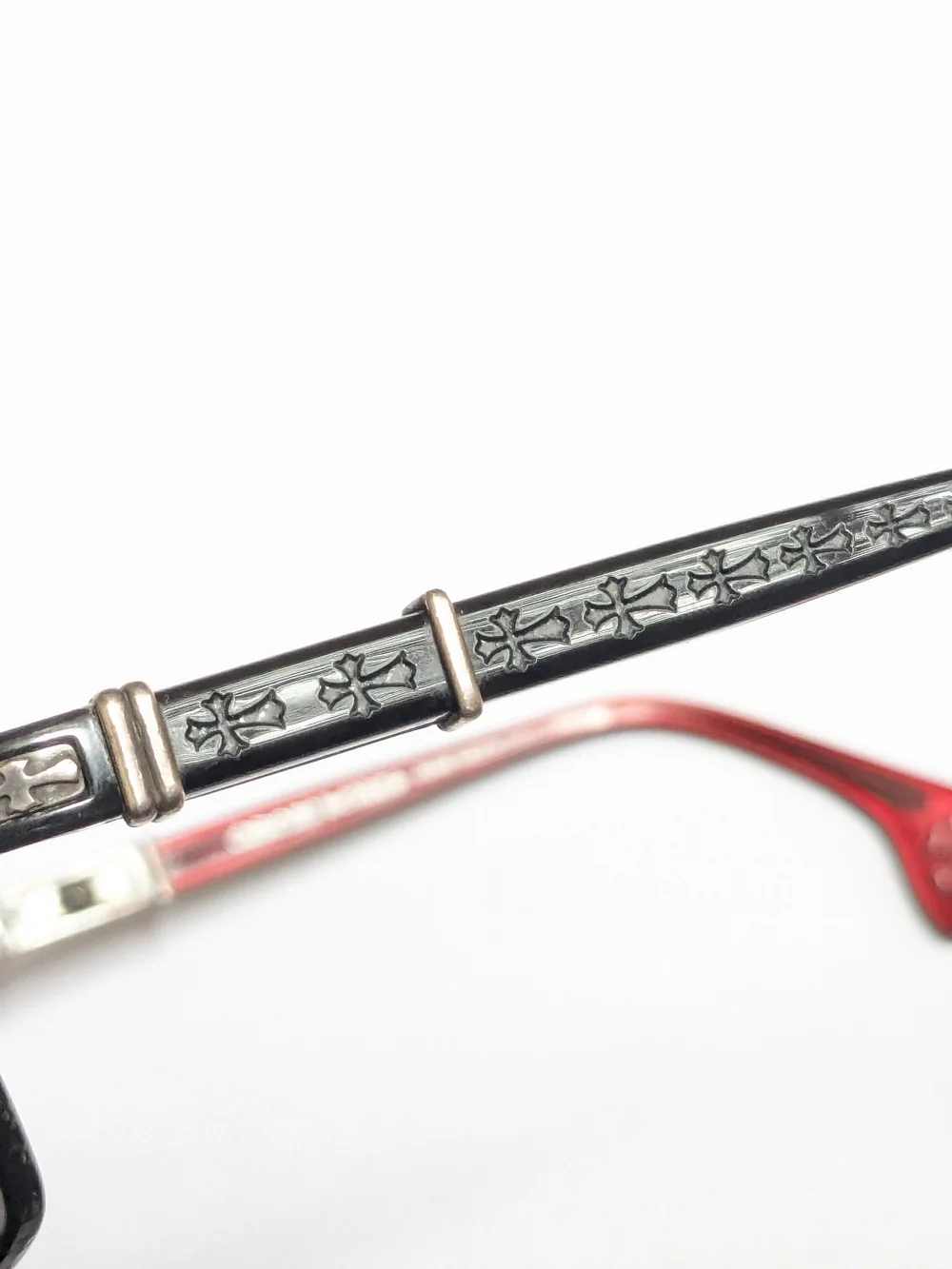 Chrome Hearts The Beast Sunglasses Black Red Aviator Gray Lens Cross